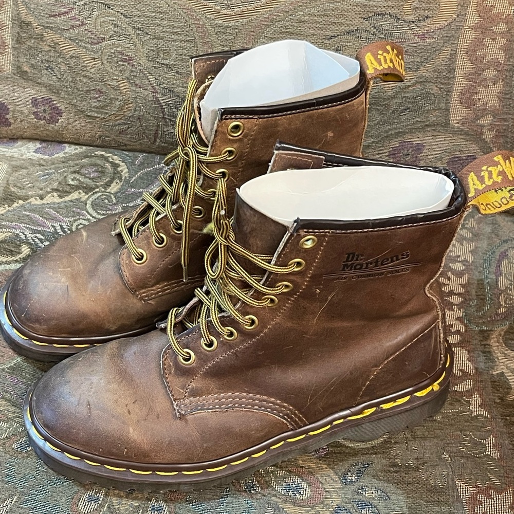 Vintage 90s Dr Martens 1460 Boot Women US 9 Brown Made in England